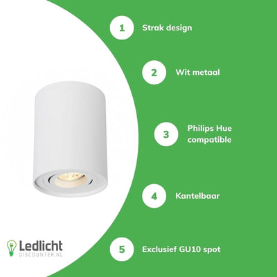 Spectrum LED Deckenstrahler CHLOE GU10, Aufbauleuchte, Weißes Aluminium, IP20, schwenkbar, 250V