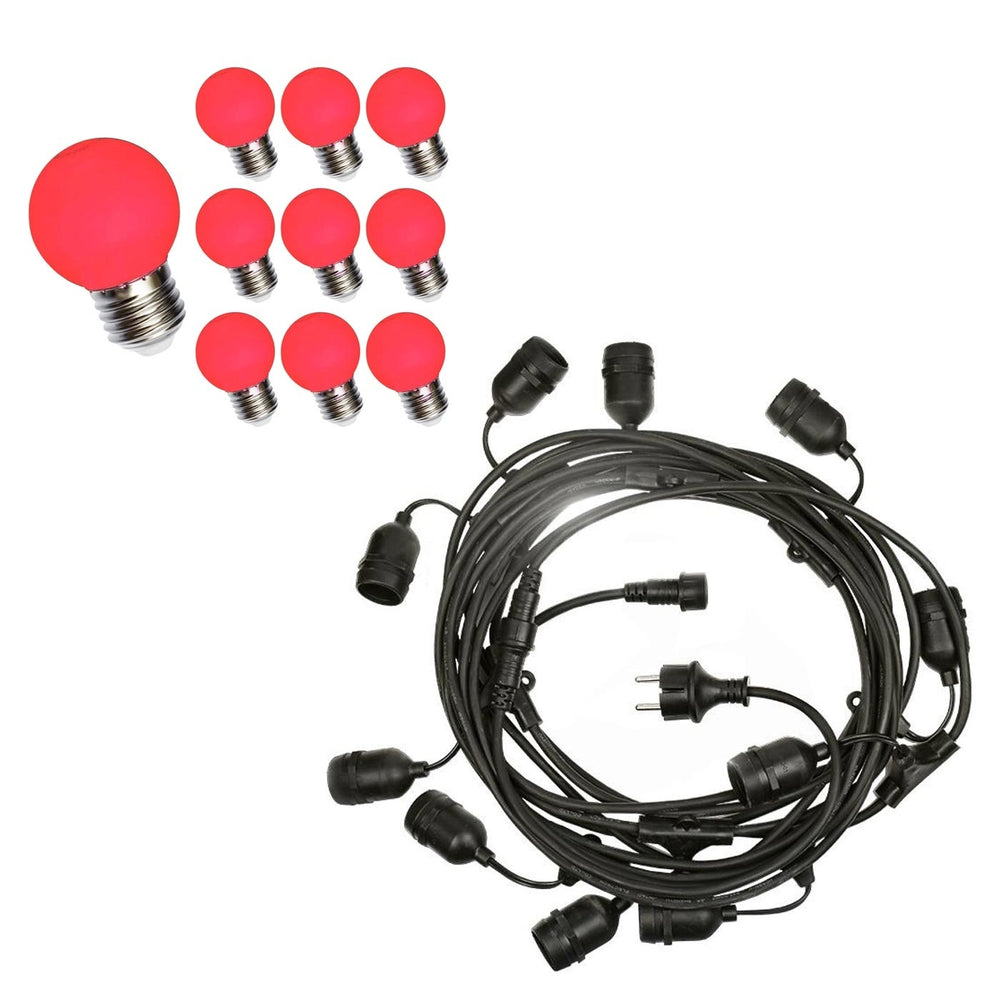10m LED-Lichterkette mit 10x G45 1W roten Glühbirnen, einfache Plug-in-Installation für festliche und dekorative Beleuchtung