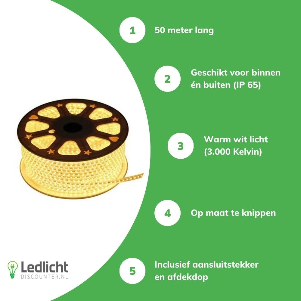 Tsong LED Lichtband 50m 3000K Warmweiß, 1521 Lumen, IP20, Philips Chip, 220-240V, 120° Abstrahlwinkel