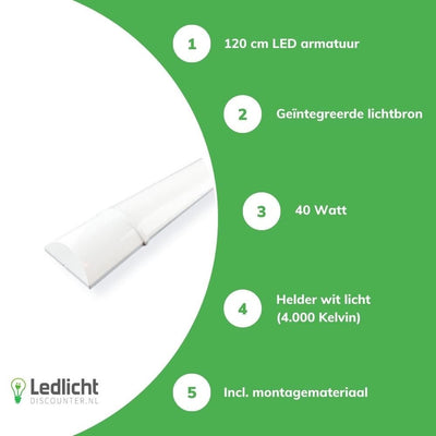 Aigostar LED Leuchtbalken 120cm 40W 4000K helles weißes Licht Lumen