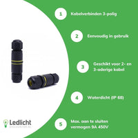 LCB wasserdichter 3-poliger Kabelverbinder für 0,5-1mm² 220-240V, IP68 Außenbereich, CE RoHS zertifiziert