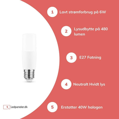 Aigostar LED Stablampe E27 T35 6W ersetzt 40W 4000K neutralweiß, flimmerfrei, Ra80, IP20, CE RoHS