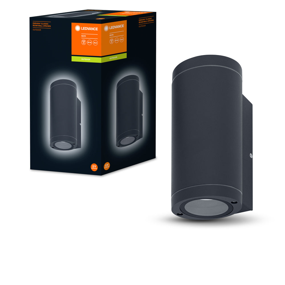 Ledvance ENDURA BEAM Wall UpDown Light GU10, 2x35W, IP44 Outdoor Surface Mount, Dark Gray Aluminum