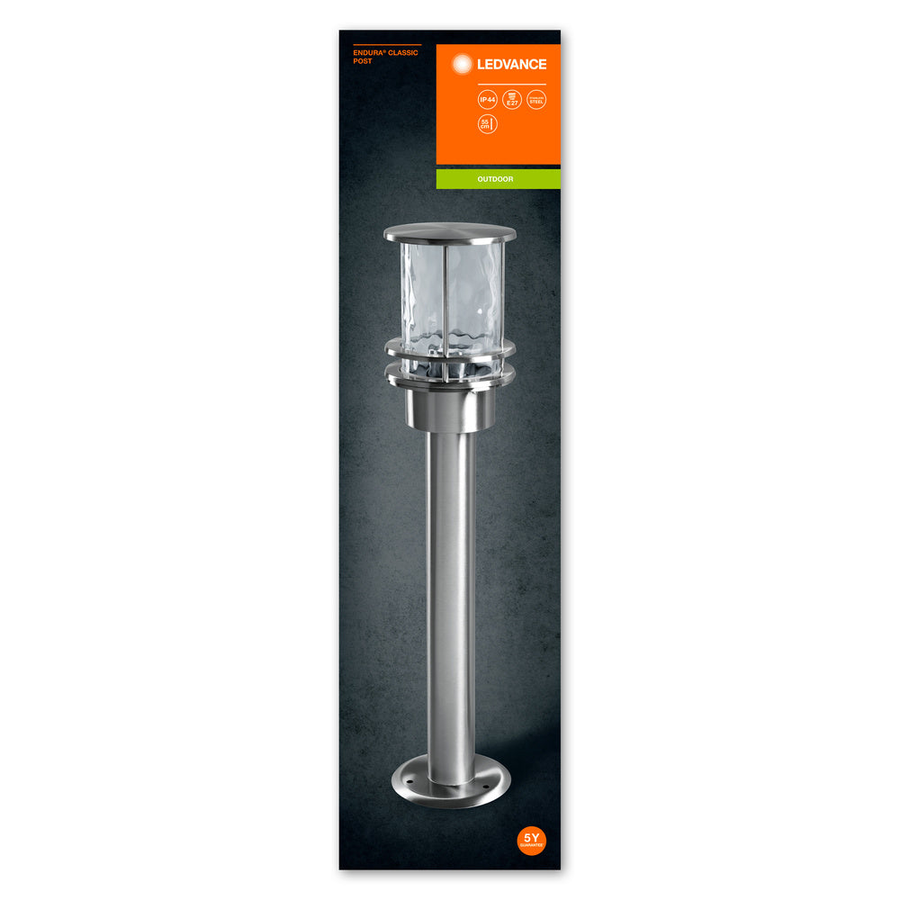 Ledvance ENDURA Classic Post 55cm E27 outdoor stainless steel lamp IP44 with glass diffuser