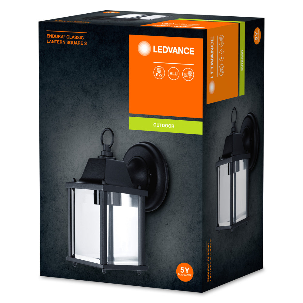 Ledvance ENDURA Classic Lantern Square S E27 Außenwandleuchte Schwarz IP43 Aluminium Druckguss