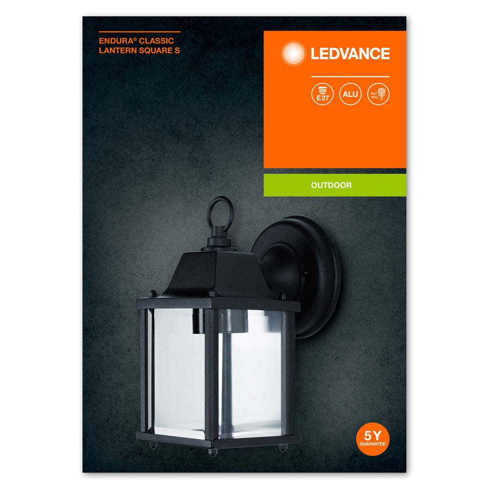 Ledvance ENDURA Classic Lantern Square S E27 Außenwandleuchte Schwarz IP43 Aluminium Druckguss