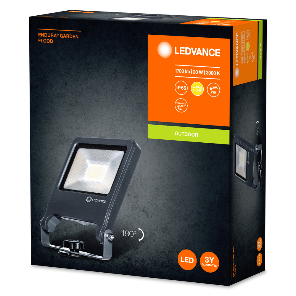 Ledvance ENDURA Garden Flood Spike LED Außenleuchte 20W 3000K 1700 Lumen IP65 Dunkelgrau