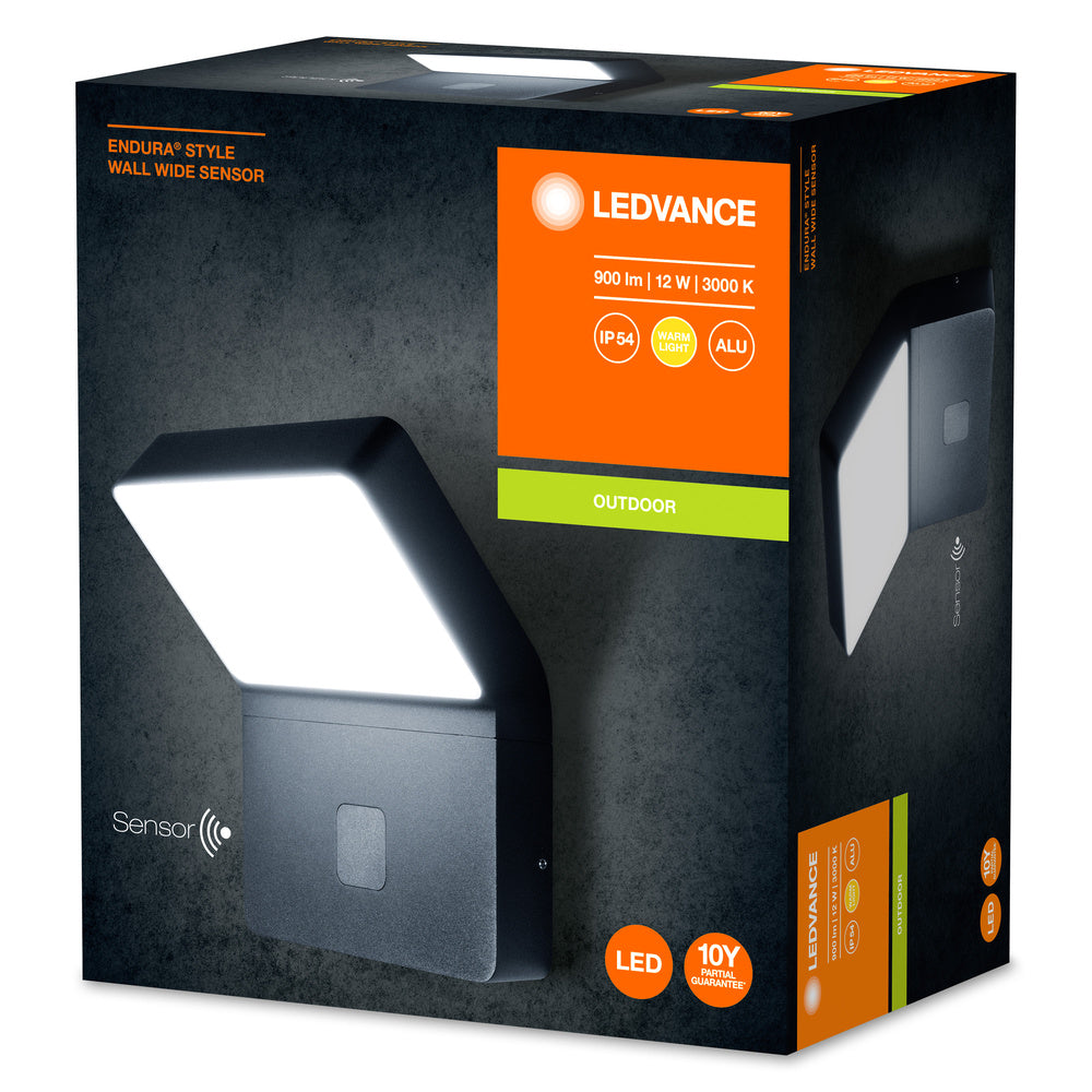 Ledvance ENDURA STYLE Wall LED Light 12W 3000K 750 lumens IP44 Dark Gray Outdoor Surface Mount