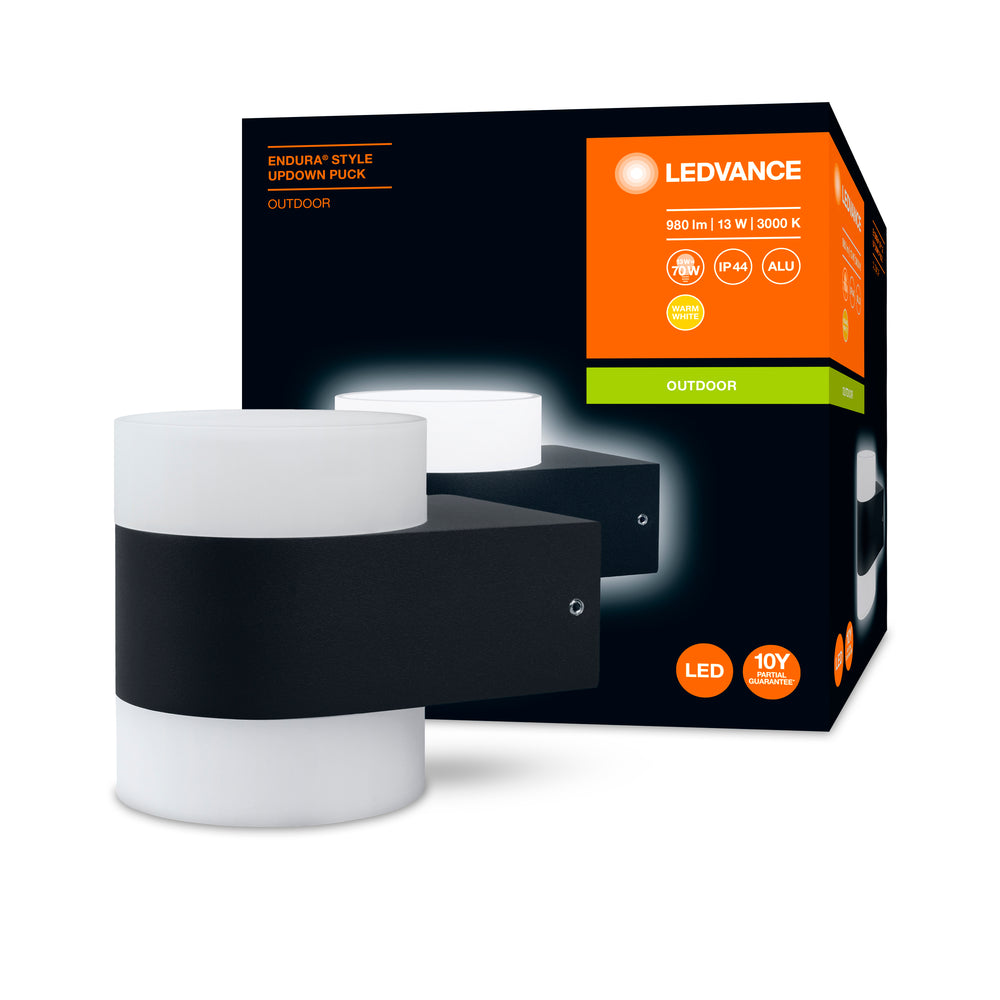 Ledvance ENDURA Style UpDown Puck LED Wall Light 13W 3000K 980 lumens IP44 Dark Gray Outdoor