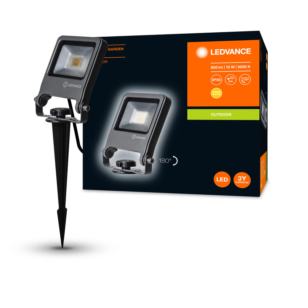 Ledvance ENDURA Garden Flood Spike LED Außenleuchte 10W 3000K 800 Lumen IP65 Dunkelgrau