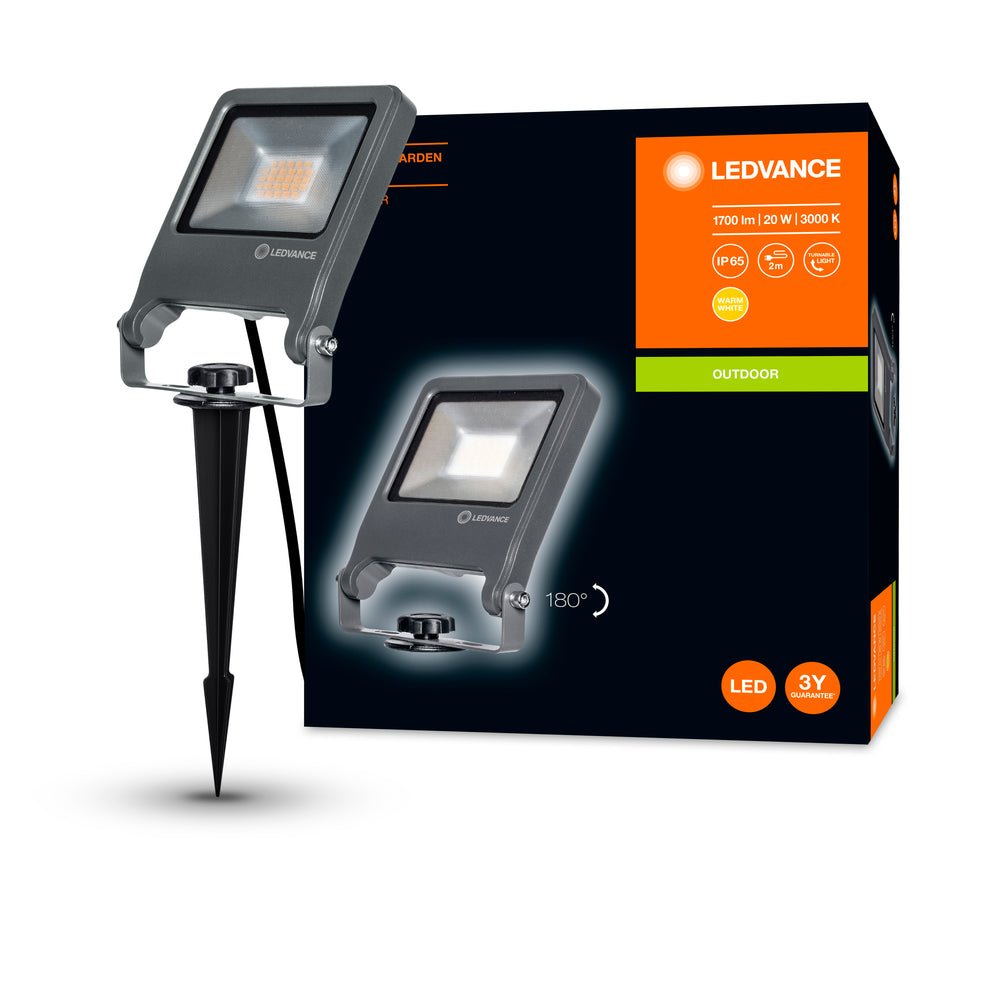 Ledvance ENDURA Garden Flood Spike LED Außenleuchte 20W 3000K 1700 Lumen IP65 Dunkelgrau