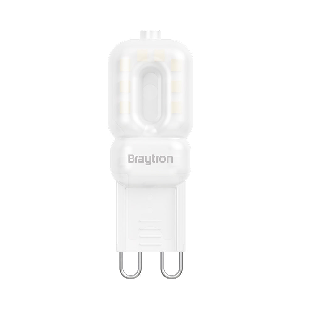 Braytron LED G9 capsule, 3W dimmable, 3000K warm white, 260 lumen, 240° beam angle, 220-240V