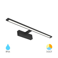 Braytron 12W LED Spiegellampe, 900 Lumen, 3-in-1 CCT, IP44, schwarzes Aluminium, 600 mm Länge