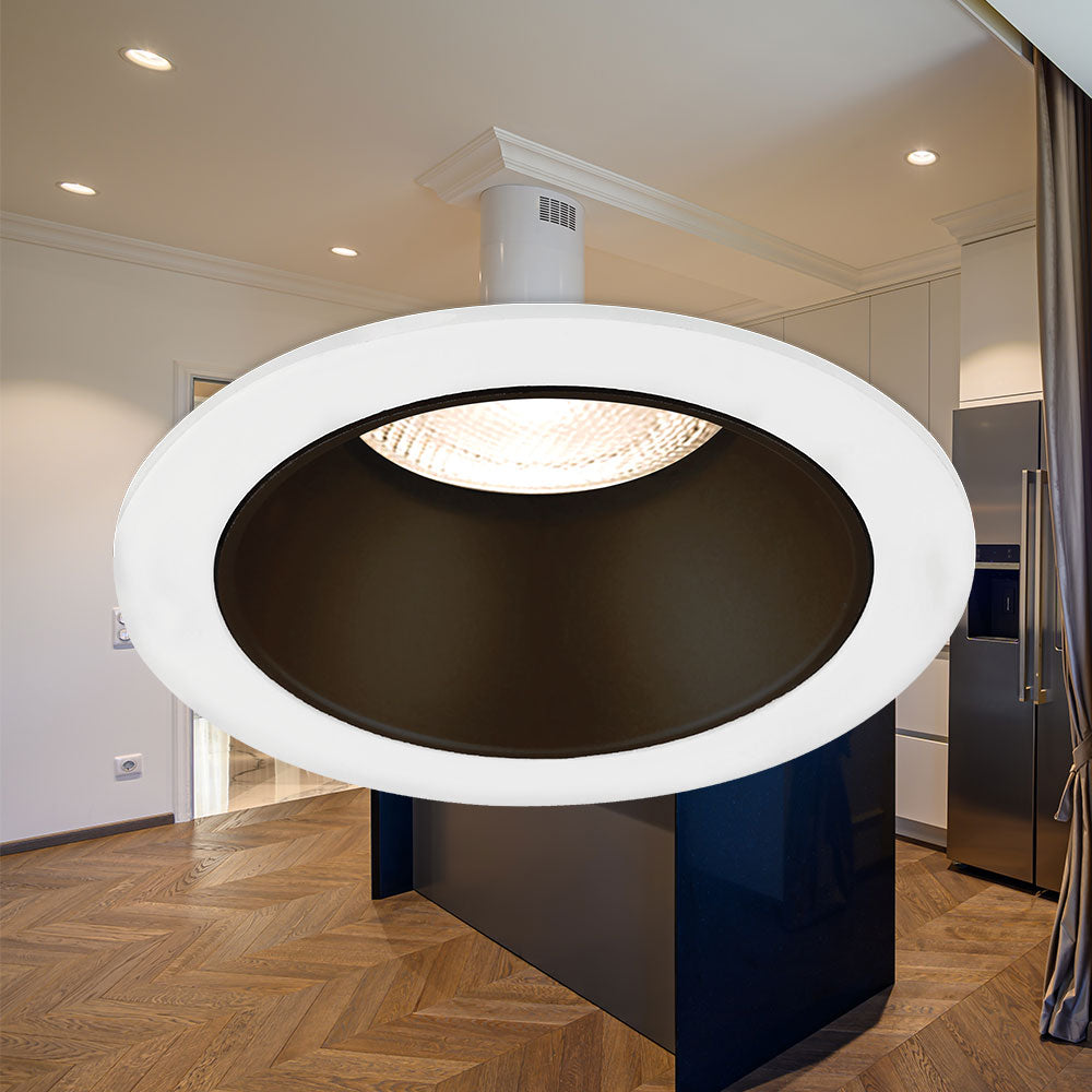 Braytron GU10 recessed LED spotlight, 35W max, IP20, round aluminium White-Black, 85mm cutout 70mm