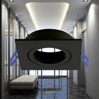 Braytron GU10 Einbau-LED-Strahler quadratisch 82x82mm Schwarz Aluminium IP20 35W max Ausschnitt 70mm