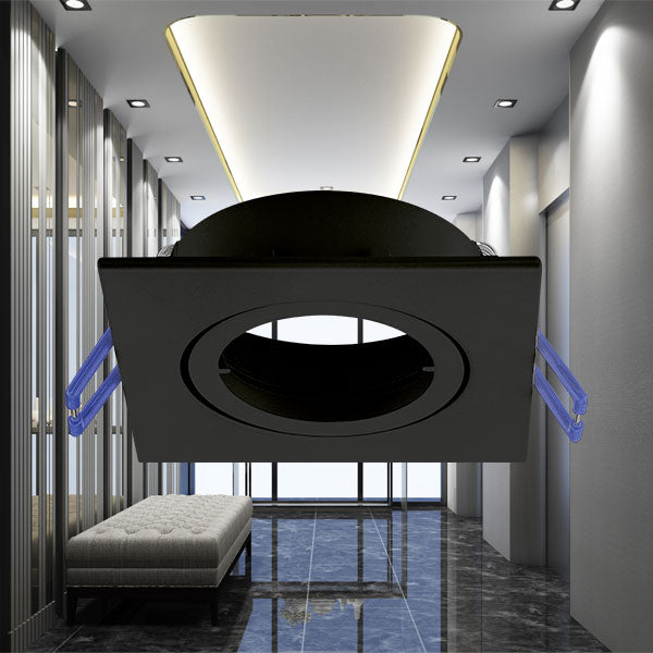 Braytron GU10 Einbau-LED-Strahler quadratisch 82x82mm Schwarz Aluminium IP20 35W max Ausschnitt 70mm