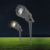 Braytron LED Erdspießleuchte 9W Amber 220-240V IP65 IK08 Außen Aluminium Grau 60° Abstrahlwinkel