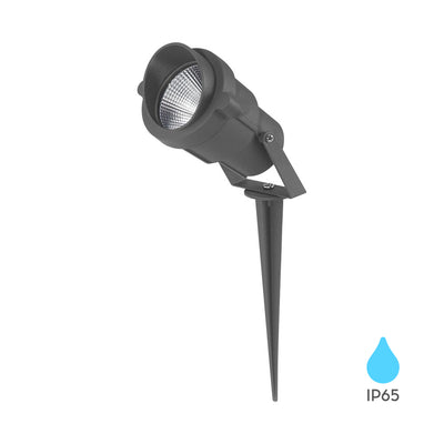 Braytron 9W outdoor spike light, IP65, LED, amber, 60° beam angle, aluminium body
