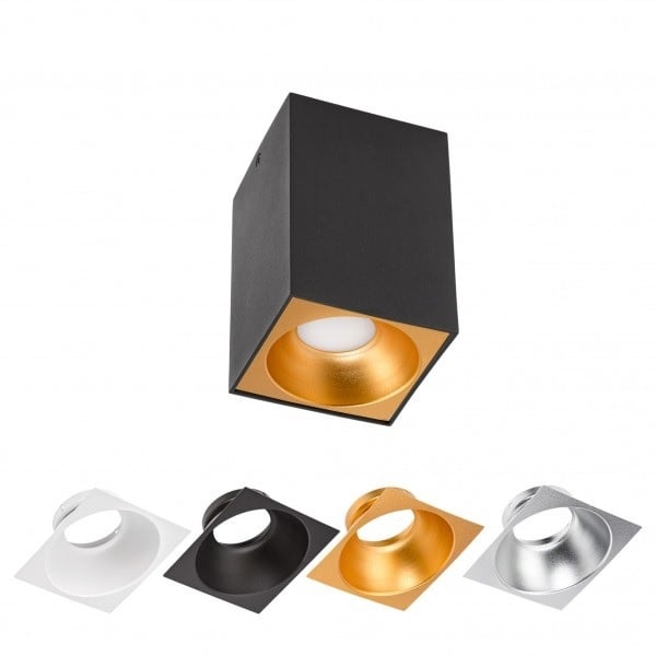 Spectrum LED-Deckenstrahler Cube Matt Schwarz 95x95x138mm IP20 GU10 Fassung, wähle dein eigenes Lumen und Farbe, schlanke Installation