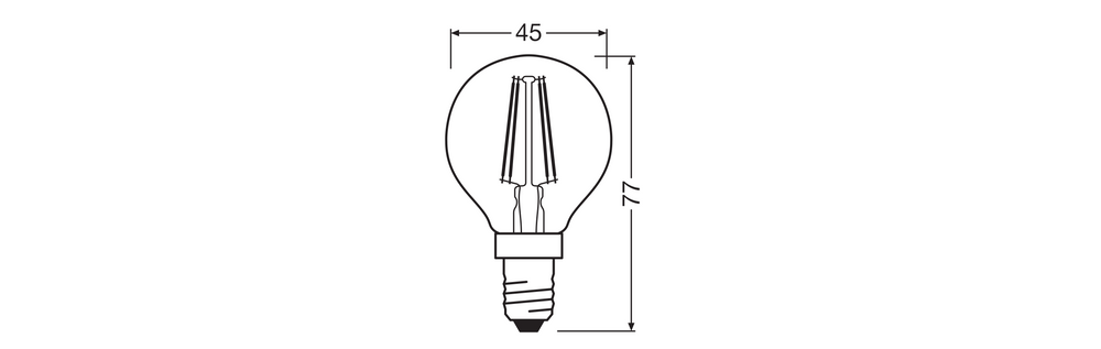 Classic LED E14 filament bulb clear 4W 470 lumens 2700K very warm white replaces 40W