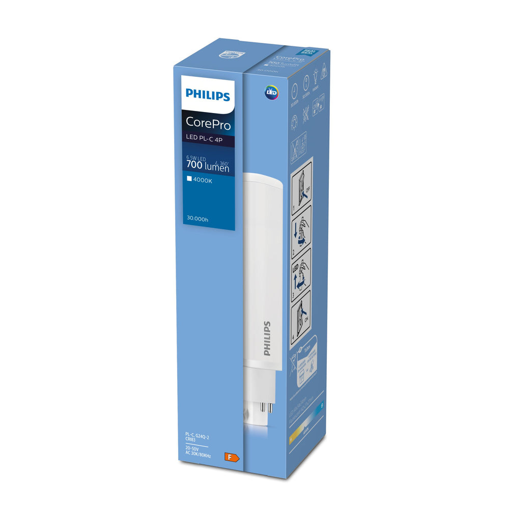 Philips CorePro LED PLC 6.5W G24q-2 3000K 700 Lumen PL-C Lampe 220-240V nicht dimmbar 120° Abstrahlwinkel