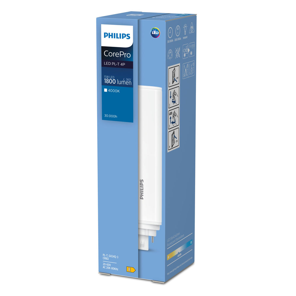 Philips CorePro LED PLT HF 15W 840 4P GX24q-3 with 4000K cool white light