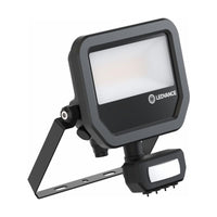 17W black aluminum LED floodlight with motion sensor, 2200 lumen, 830 warm white, IP65