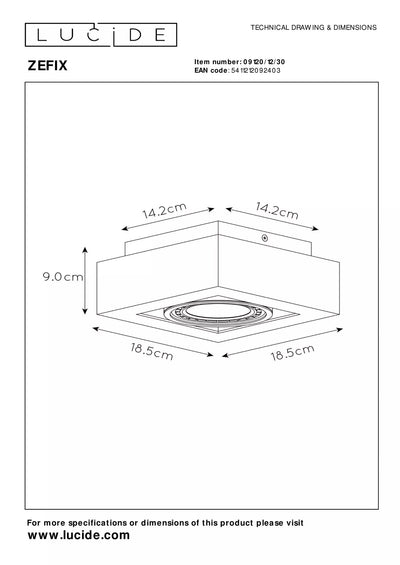 Lucide Zefix LED-Deckenstrahler gu10 2200K-3000K schwarz dimmbar bis warm
