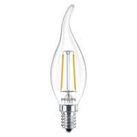 Philips CorePro LED candle E14 2W 250 lumens 2700K clear non dimmable BA35 warm white replaces 25W