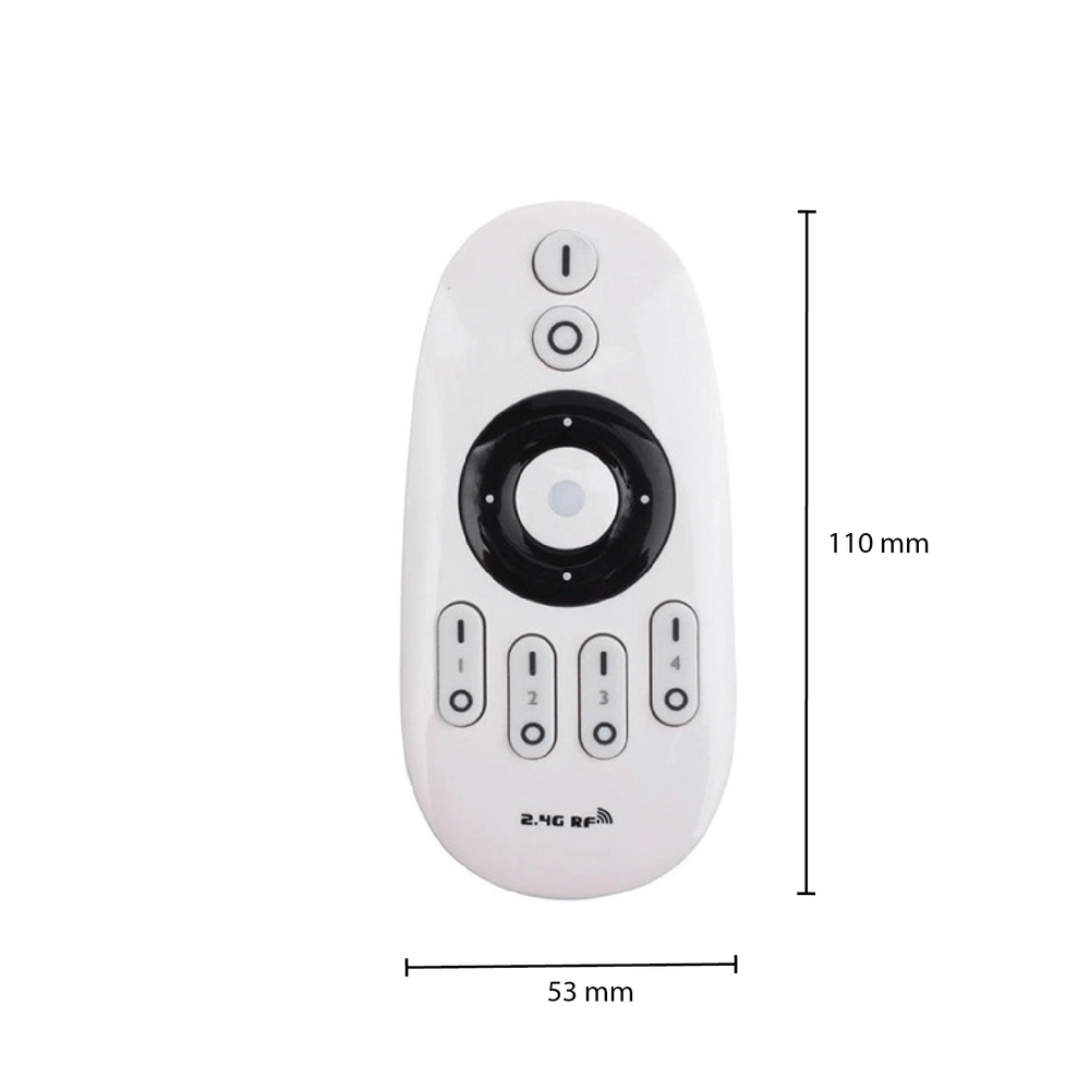 LED strip remote control white, 4 groups RF 2.4GHz, single color, compatible with 12V-24V LED strips