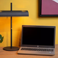 Lucide Glendale table lamp, 2xE27 fitting, LED compatible, Black with matte gold accents, IP20, CE RoHS