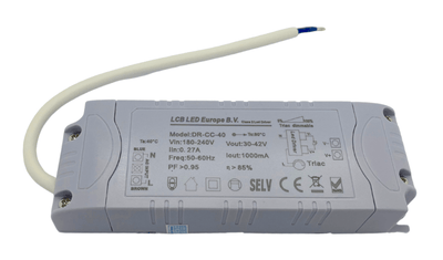 Lcb dimmable LED driver for 36W/40W LED panel, 30-42V 1000mA, IP20, triac phase cut