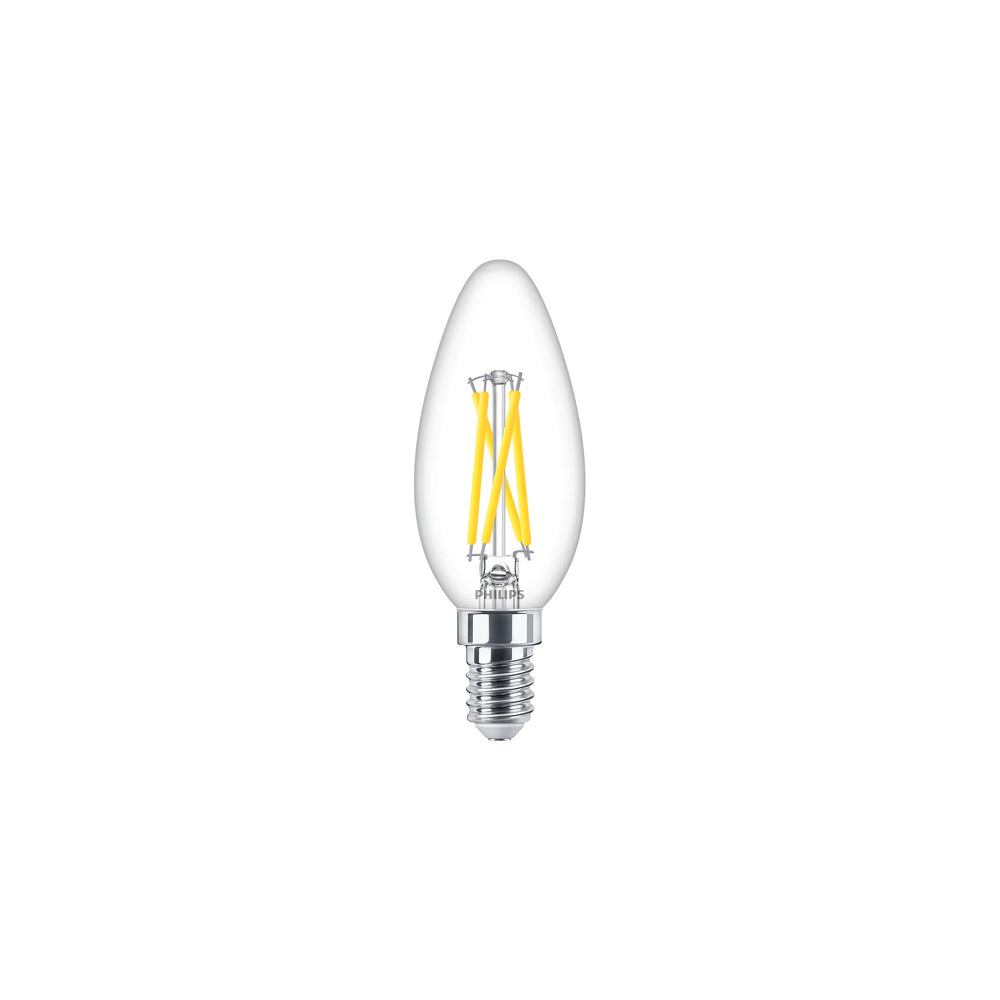 Philips LED-Kerzenlampe 2,5W E14 B35 Klarglas, dimmbar WarmGlow 2200K-2700K 340 Lumen CRI 90