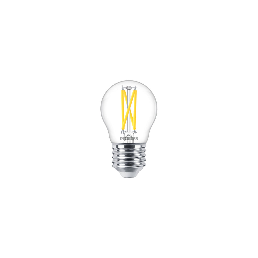 Philips MAS LEDLuster 2.5W E27 P45 Klarglaslampe, 2200K-2700K WarmGlow, 340 Lumen, CRI 90, dimmbar