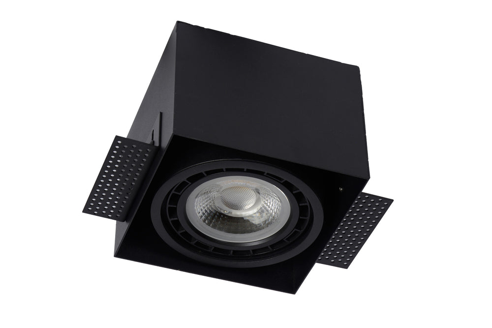 Lucide black trimless AR111 GU10 recessed spotlight fixture for modern minimalist home lighting solutions