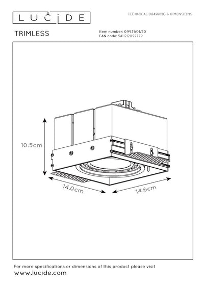 Lucide AR111 GU10 schwarze einbaufreie Einbaustrahler-Fassung ohne LED-Lampe