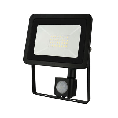 Spectrum LED-Strahler mit PIR-Sensor, 20W 230V 4000K 1820 Lumen IP44 Schwarz Außenbeleuchtung