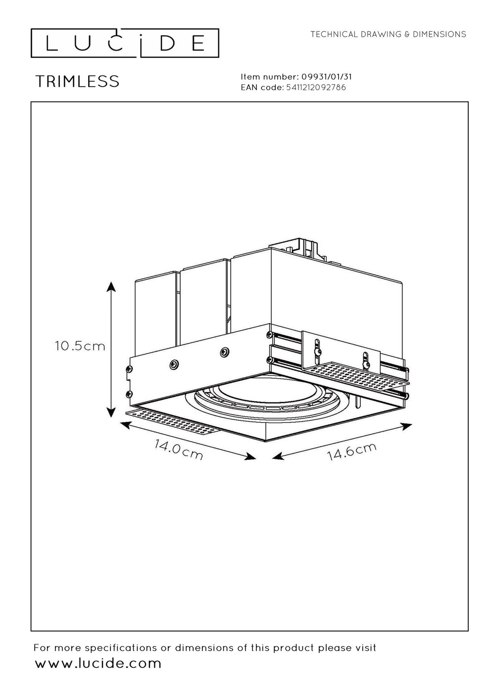 Lucide trimless recessed LED spotlight 1xGU10 IP20 220-240V Matte Gold Aluminum CE RoHS
