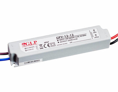 GLP LED Netzteil 12V 12W 1A, IP67 wasserdichter Treiber für 12V LED Beleuchtung