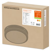 LED Wall Lamp Bulkhead with Sensor, 10W 800 lumens, 3000K Warm White, IP65 IK10, Black Ø250MM