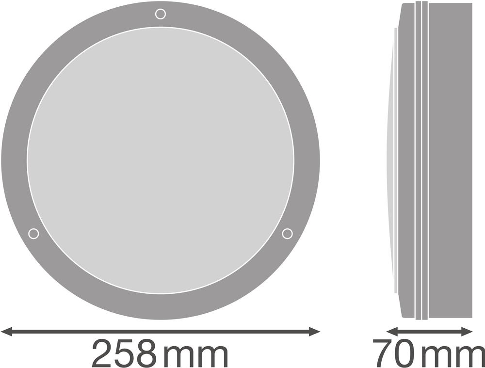 LED Wall Lamp Bulkhead with Sensor, 10W 800 lumens, 3000K Warm White, IP65 IK10, Black Ø250MM
