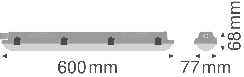 LED wasserdichte Aufbauleuchte 18W 2160 Lumen 4000K kaltweiß 60cm feuchtigkeitsbeständig