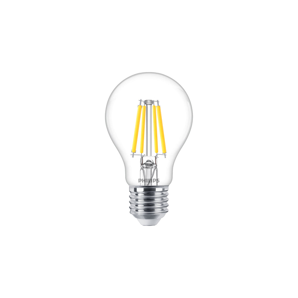 Philips E27 LED filament bulb A60 2700K warm white 470 useful lumens dimmable high CRI long lifespan energy efficient
