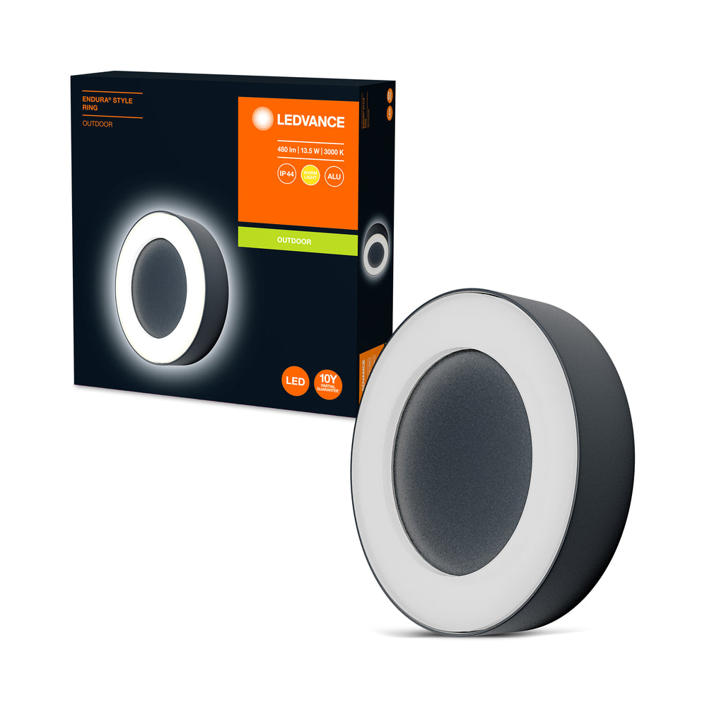 Ledvance ENDURA Style Ring LED wall and ceiling light 13.5W 3000K 480 lumens Dark Gray IP44 IK07