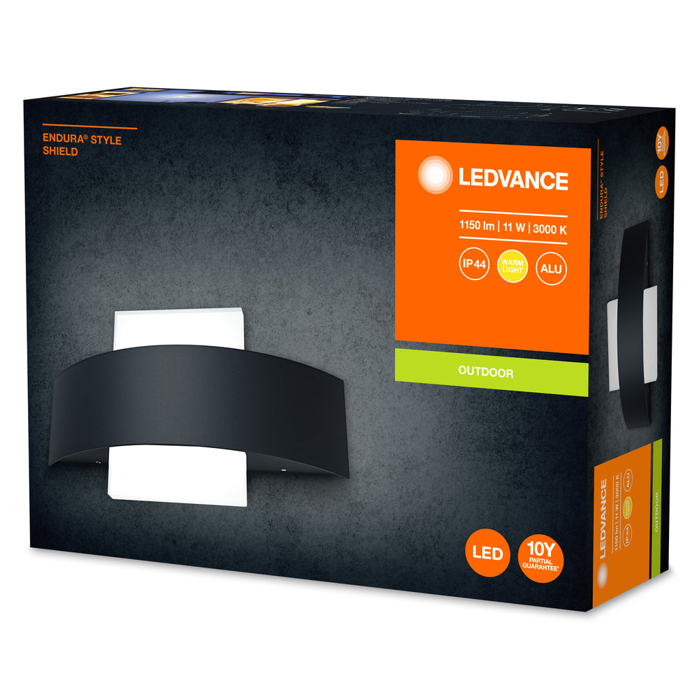 Ledvance ENDURA Style Shield Square LED Wall Light 11W 3000K Dark Gray IP44 IK05 Outdoor Surface Mount