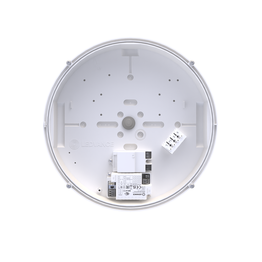 Ledvance LED Bulkhead Round 300mm 17W IP65 IK10 2270 lumens 3000K 4000K Black Surface Mount Outdoor Light