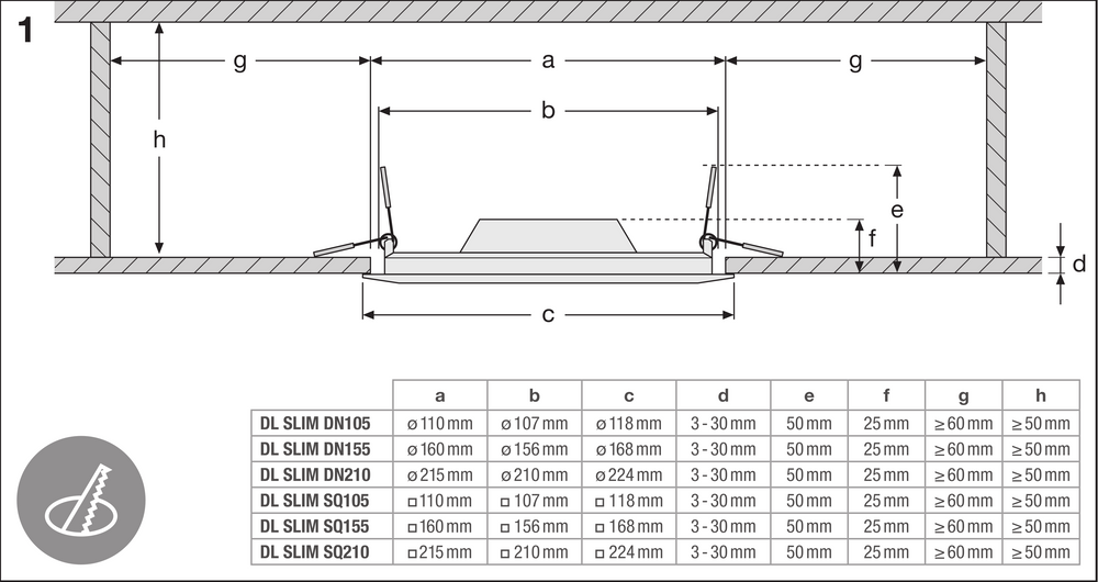 Ledvance LED slim square downlight 12W 6500K 1020 lumens recessed White IP20 169x169mm