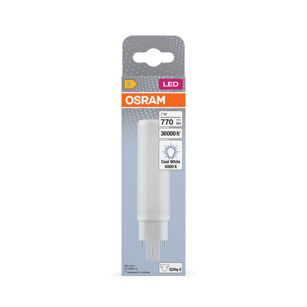 Ledvance OSRAM DULUX LED G24Q-2 7W 4000K kaltweiß Retrofit Lampe, 770 Lumen, IP20, 220-240V, drehbarer Sockel