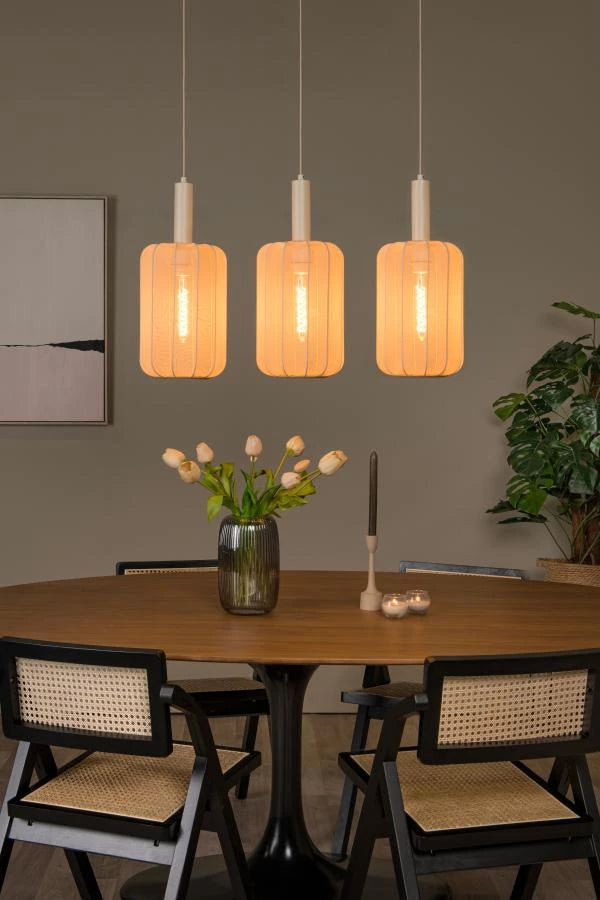 Lucide CORINA LED Tischleuchte, 3xE27, dimmbar, verstellbarer Stoffschirm, 185cm creme Innenbeleuchtung