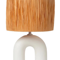 Lucide LED table lamp Ronda with E27 socket, rattan shade, ceramic base, 28x28x45cm White for indoor use